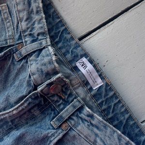 ZARA High Rise Straight Leg Jeans